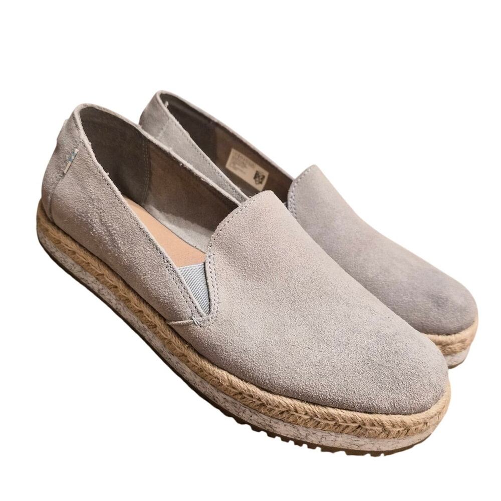 Toms Women's 8.5 Palma Slip-On Suede Espadrille Flats Loafers Beige